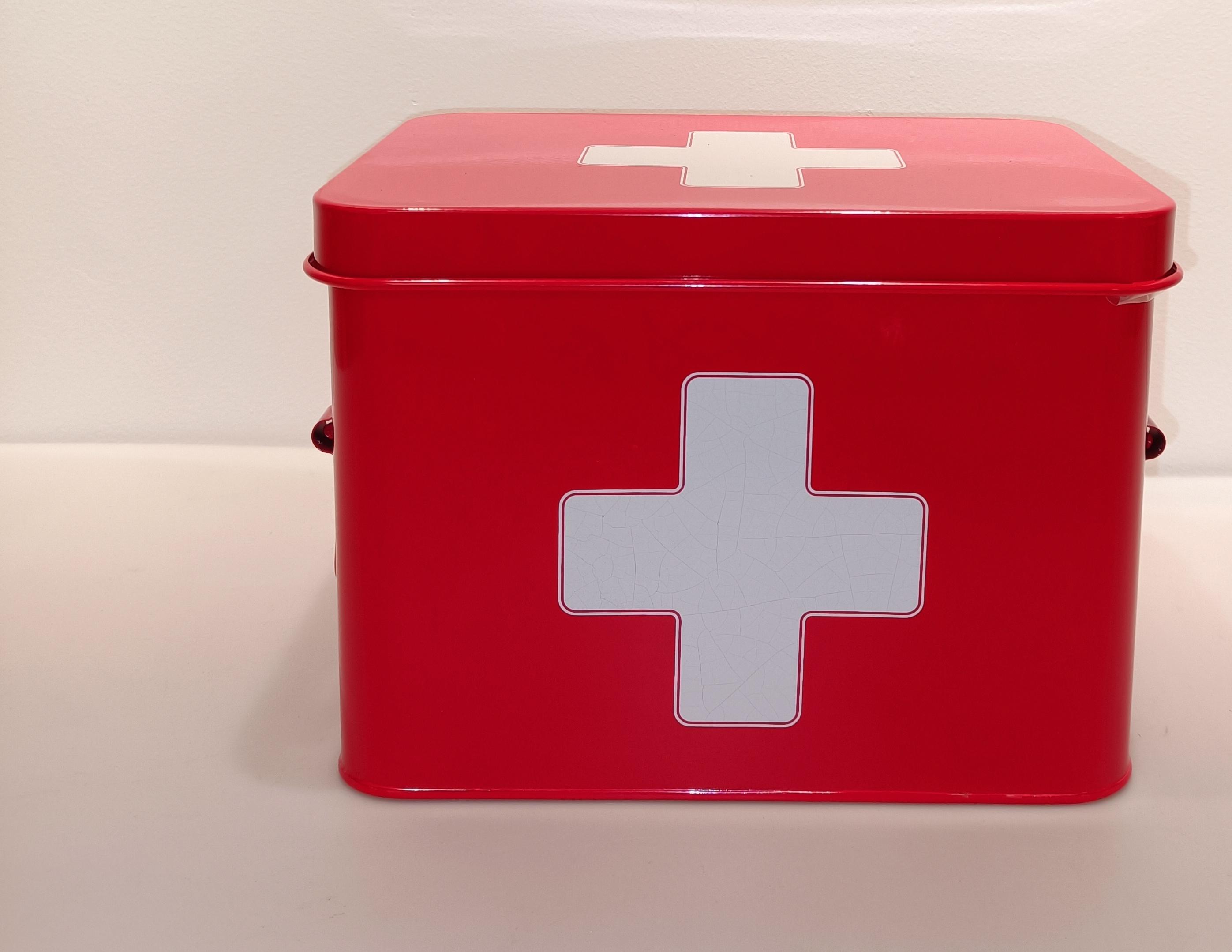 Uso de uso doméstico Medicine Storage Can Medical Kit Galvanized Metal First Aid Box