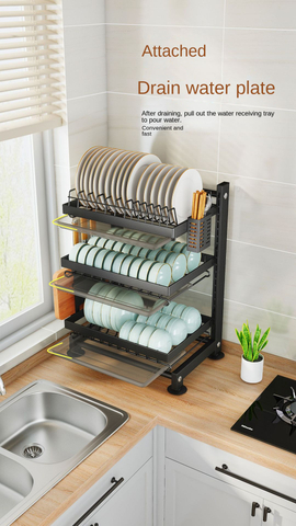 Rack de almacenamiento de cocina, estante de platos multifuncional, almacenamiento de tazón y palillos, encimera de tipo hebilla, rejilla de almacenamiento de platos montados en la pared, estante de drenaje