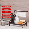 Pastilla de almacenamiento de cocina, estante de almacenamiento de bola de alambre de acero de esponja, colgadura de pared de encimera, ahorro de espacio, estante de drenaje de tela de acero inoxidable a prueba de óxido