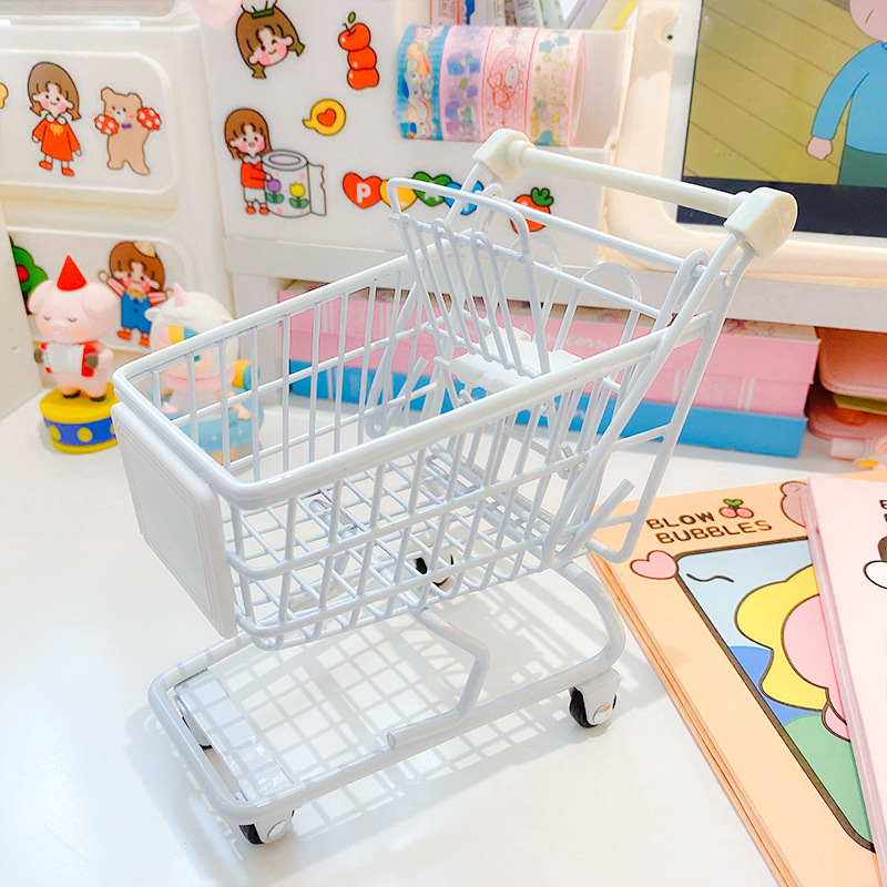 Belleza estante de huevos corazón corazón hierro arte compras caja de almacenamiento decoración de escritorio lindo mini carro