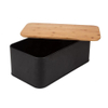 Cocina Negro Gran rectángulo de madera Bamboo Tapa de almacenamiento Bin Corta de pan de metal Caja de pan de metal
