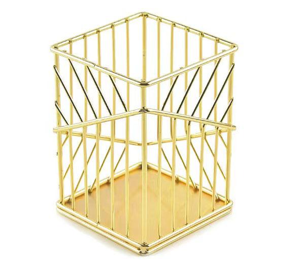 Cesta de almacenamiento de artículos creativos Desktop de hierro Desktop de mortificación Cesta de almacenamiento de almacenamiento Castera de almacenamiento de oro rosa
