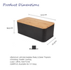 Cocina Negro Gran rectángulo de madera Bamboo Tapa de almacenamiento Bin Corta de pan de metal Caja de pan de metal