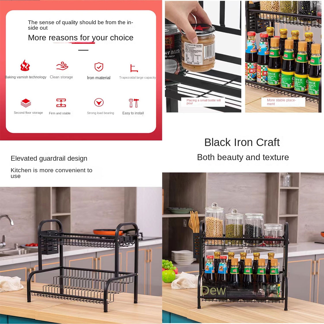 Pastelera multifuncional de almacenamiento para el hogar, productos de condimento para mesa, estante de palillos de la capa múltiple, estante de almacenamiento de condimentos de cocina